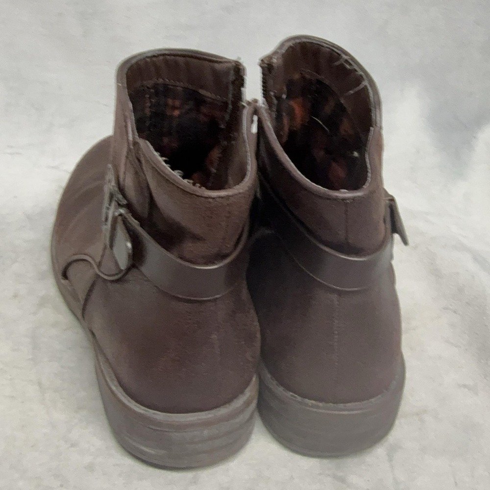 Baretraps Caine Boots Womens Size 7.5 Brown Faux Leather Ankle Buckle Zip - Picture 4 of 10